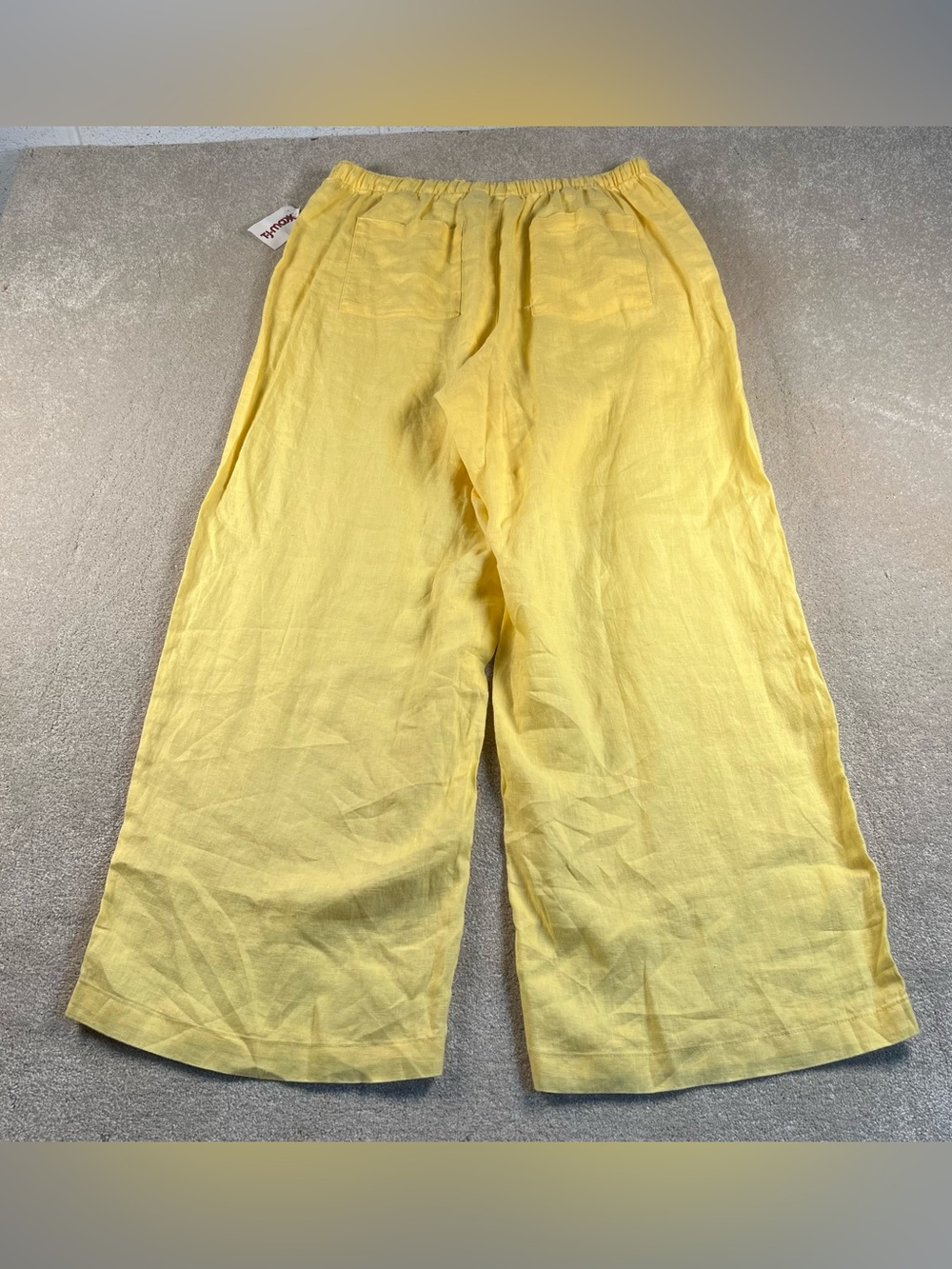 100% Linen Pants Yellow Wide Leg NWT women's Large C&C California Casual Summer - Picture 2 of 7